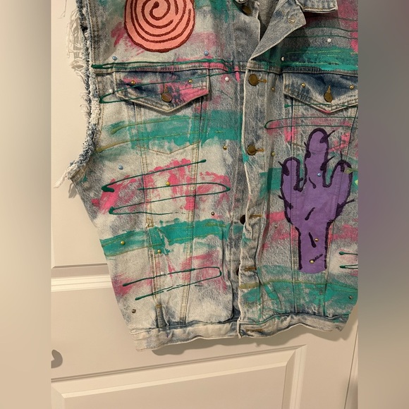 Vintage Painted Denim Vest - Picture 4 of 14